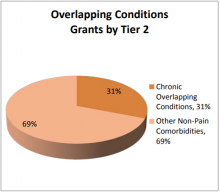 Overlapping conditions grants by tier 2: chronic overlapping conditions 39%, other non-pain comorbidities 69%
